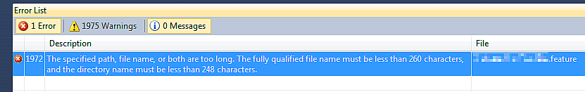 Cover image for Fixing the error: "The specified path, file name, or both are too long. The fully qualified file name must be less than 260 characters, and the directory name must be less than 248 characters."
