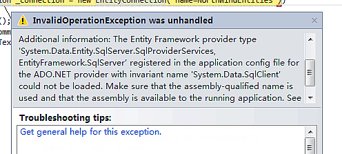 Cover image for Fixing the "No Entity Framework provider found for the ADO.NET provider with invariant name 'System.Data.SqlClient'" error