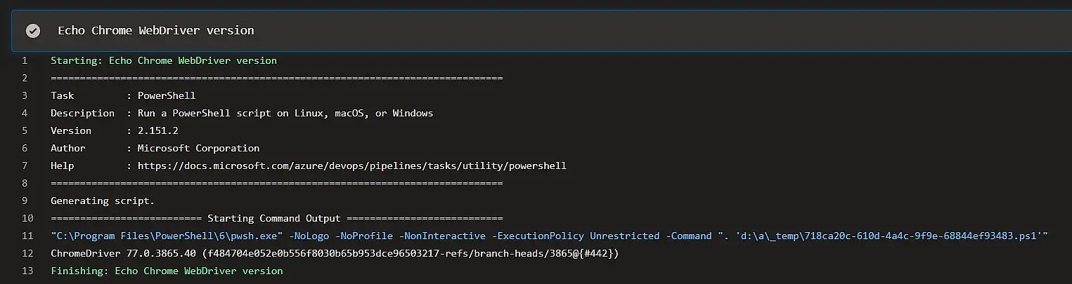 Cover image for How to find out which WebDriver version is installed on an Azure DevOps build machine using YAML?