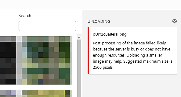 Cover image for Fixing WordPress "Post-processing of the image failed likely because the server is busy or does not have enough resources. Uploading a smaller image may help. Suggested maximum size is 2500 pixels." error