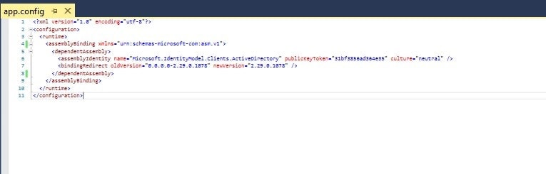 App.config after cleaning up the nonsense added by NuGet Package Manager! Just one assemblybinding was actually required.