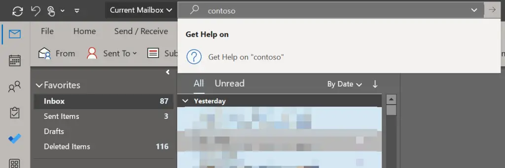 Outlook Search returning zero results on a very common search term. What gives?
