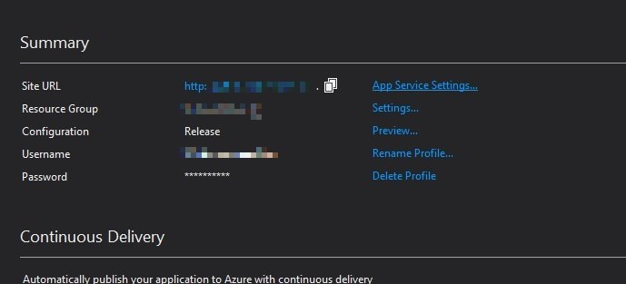 Visual Studio 2017 ASP.NET MVC project publish app settings