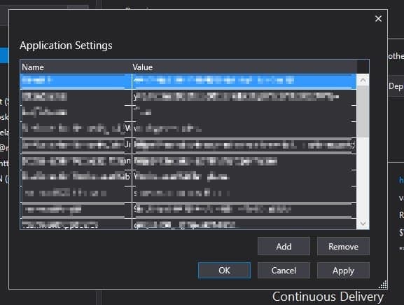 Application Settigns dialog