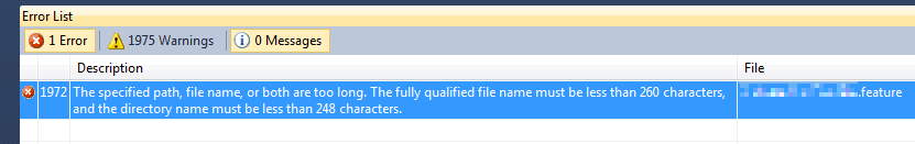Cover image for Fixing the error: "The specified path, file name, or both are too long. The fully qualified file name must be less than 260 characters, and the directory name must be less than 248 characters."