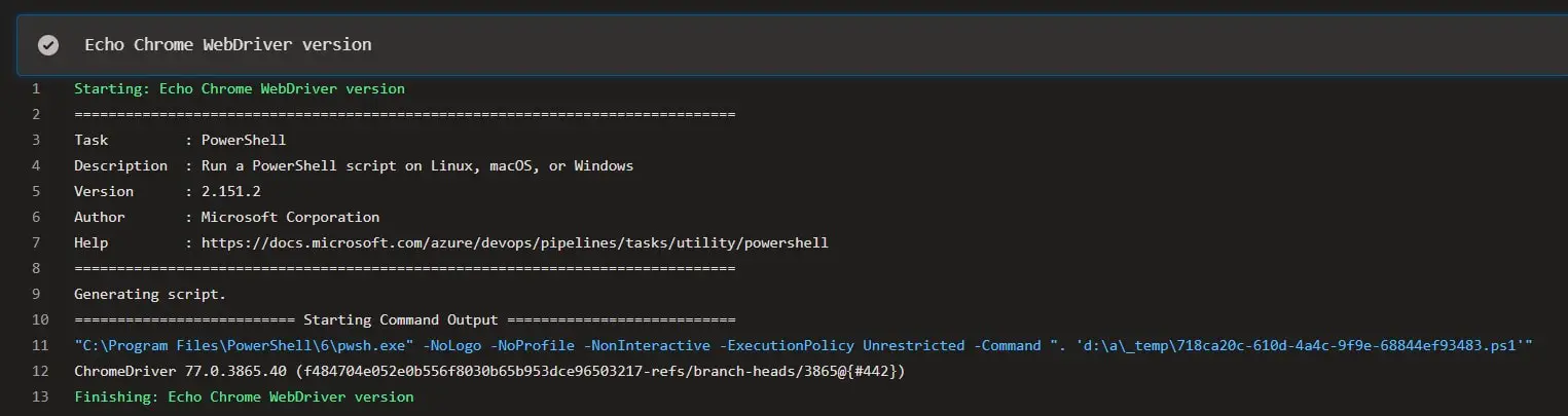 Cover image for How to find out which WebDriver version is installed on an Azure DevOps build machine using YAML?