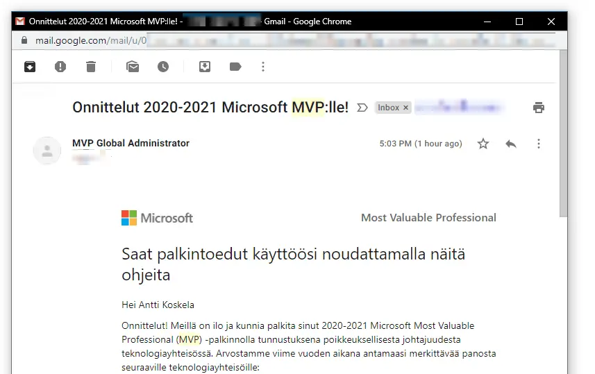 Cover image for Awarded MVP for Office Development