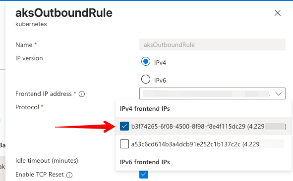 List outbound IP address(es) on AKS configuration on Azure Portal
