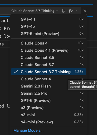 GitHub Copilot models in VS Code