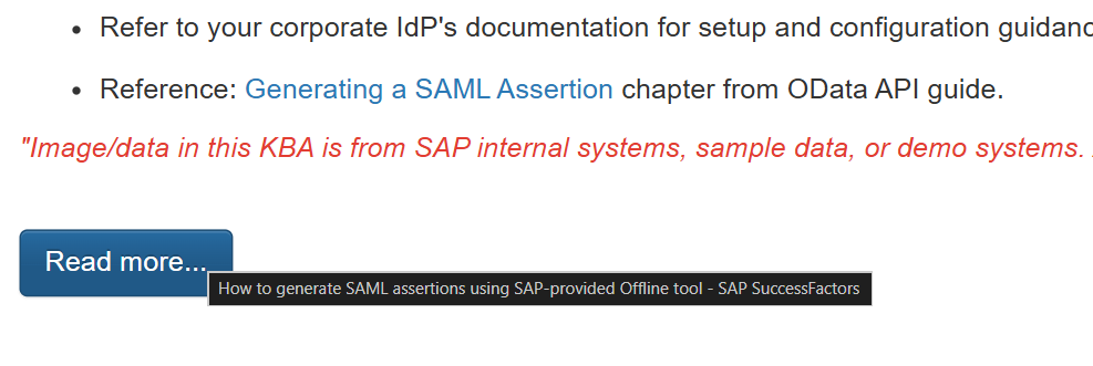 SAP SuccessFactors Offline Assertion guide offers a link that sometimes works, sometimes doesn't