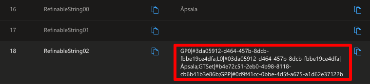 Values in a RefinableString Managed Property that is mapped to a Managed Metadata Site Column