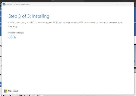 Windows 11 Installation Assistant progress