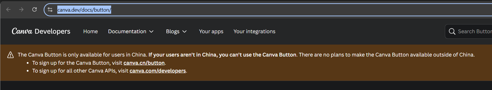 Canva's dev docs for Canva Button