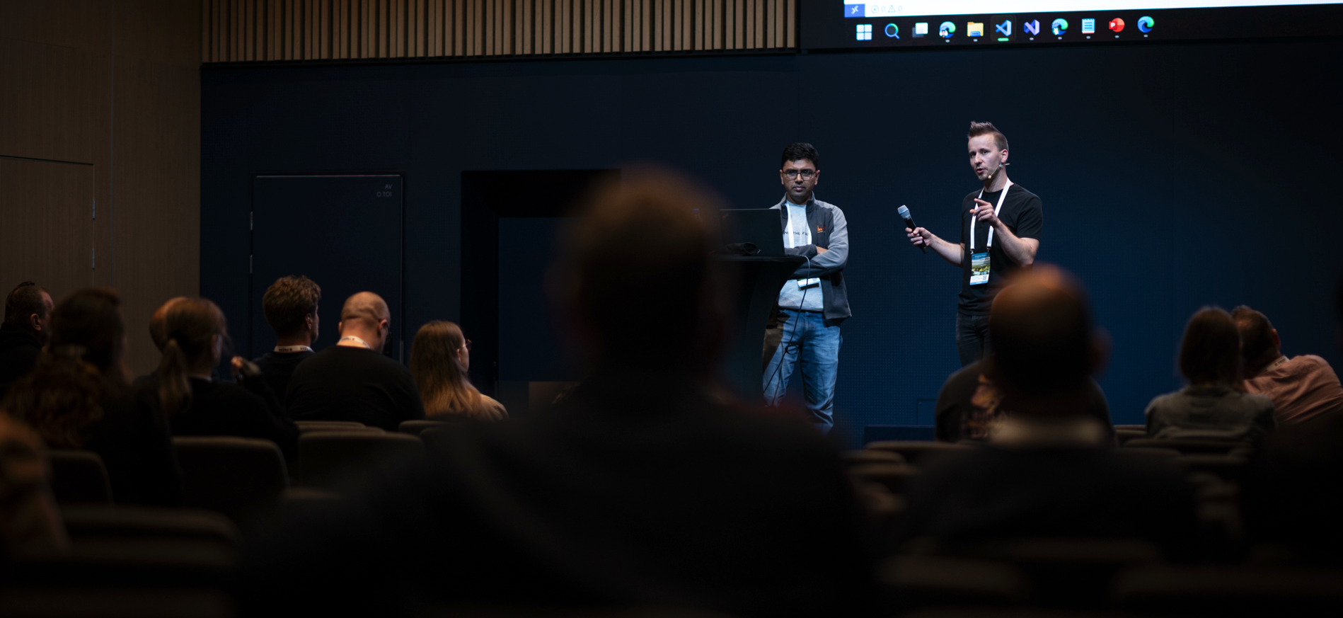 Koskila and Gautam on stage at CollabDays Finland 2025