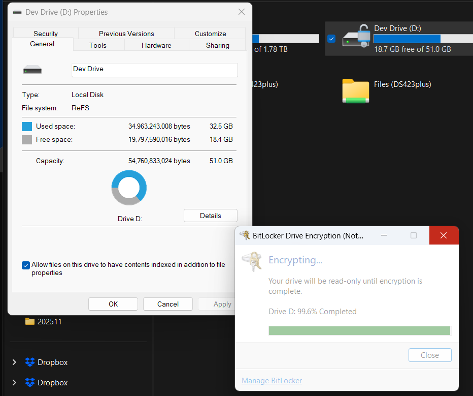 The UI will probably freeze while you're enabling BitLocker. That's normal - it's preferred to Black Screen Of Death...