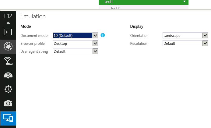 IE11 compatibility view emulator