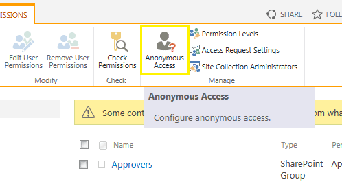 Anonymous access in SharePoint 2013