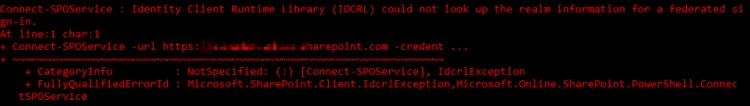 IDCRL error in PowerShell