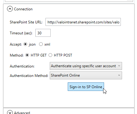 SharePoint Search Query Tool login options