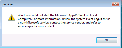 AppV Service Start error