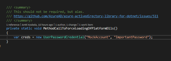 Mock Function call to force loading an assembly - how elegant!
