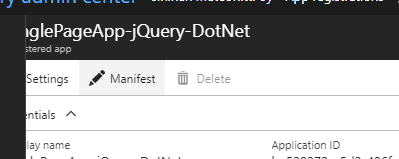 Manifest Editor on Azure AD