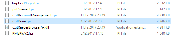 Foxit Drive plugin in Foxit Reader folder