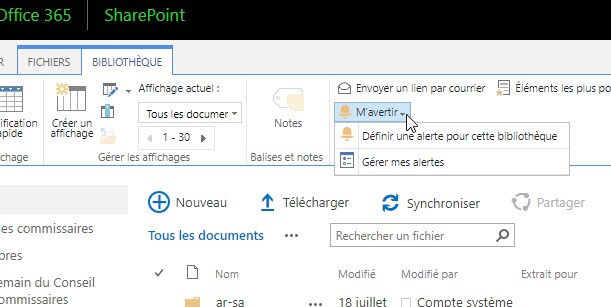 How to access Alerts in a SharePoint library