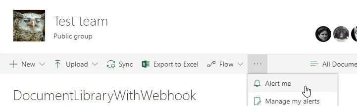 "Alert me" in Modern SharePoint Library ribbon