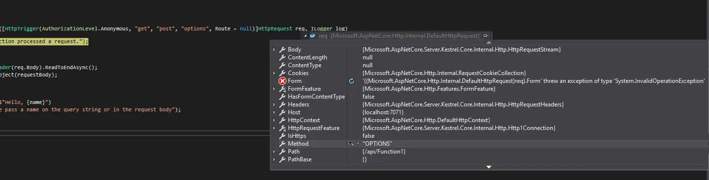 My Azure Function did catch a request with OPTIONS method! Now what to do with it?