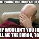 The following functions are in error... And that's about it.