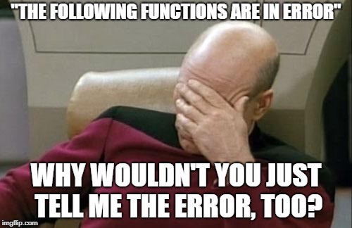 The following functions are in error... And that's about it.
