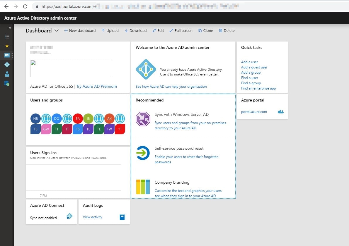 Azure AD Management Page for your SharePoint Online