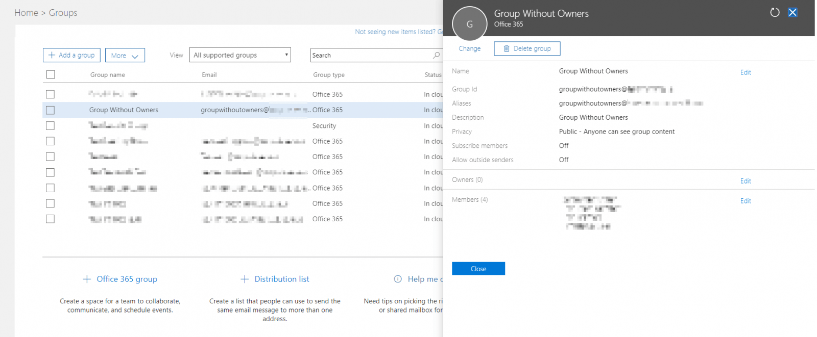 Office 365 Admin Center has decent Office Group management tools, but most of the time it's just easier and more reproducible to script everything :)