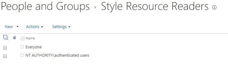 The default permissions of "Style Resource Readers" -built-in SharePoint Group