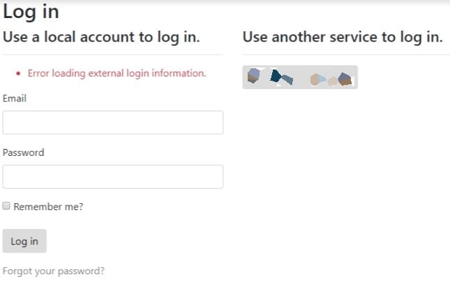 .NET Core web app using OAuth 2.0: "Error loading external login information."