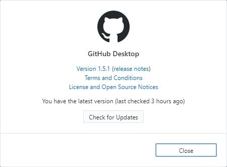 GitHub Desktop version information