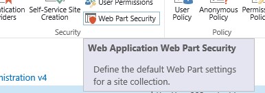 Each SharePoint Web Application has this GUI option in the Ribbon - "Web Part Security"