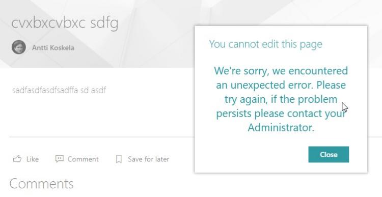 You cannot edit this page We're sorry, we encountered an unexpected error. Please try again, if the problem persists please contact your Administrator.