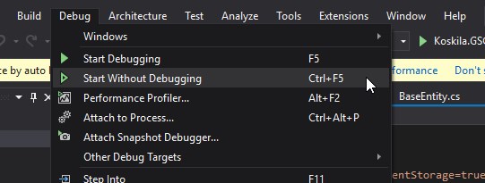 How to "start without debugging" in Visual Studio?