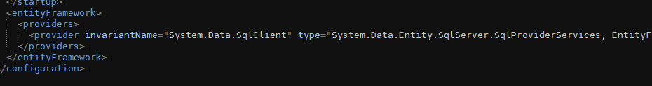 "System.Data.SqlClient" in web.config providers for Entity Framework
