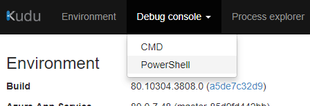 How to access the PowerShell debug console in Kudu console