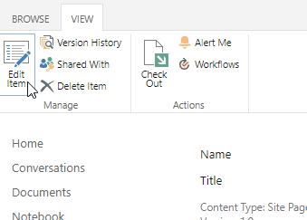 While in "Properties" view of a list item, you can access the Edit form by clicking "Edit Item".