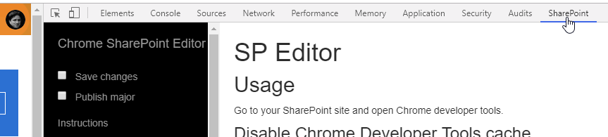 How to access the Chrome SP Editor in your browser.