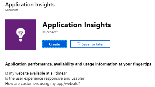 Application Insights in the Azure Marketplace