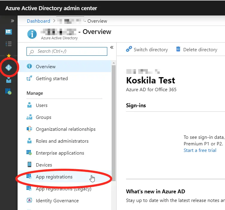 App Registrations under Azure Active Directory.