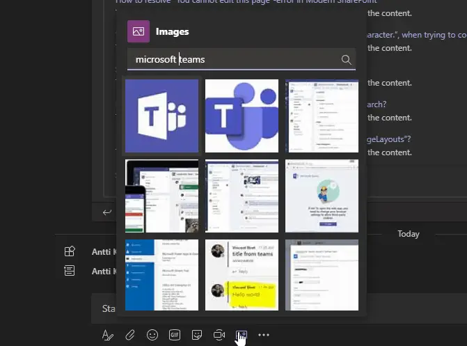 Pulling images from Bing using the message extension.