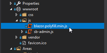 Adding blazor.polyfill.min.js to your Blazor solution in Visual Studio