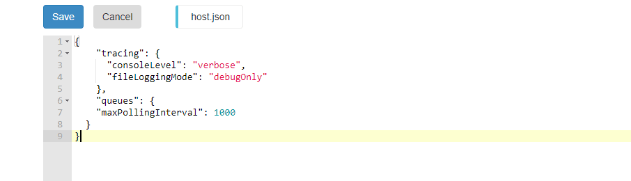 TracingLevel set to verbose in host.json