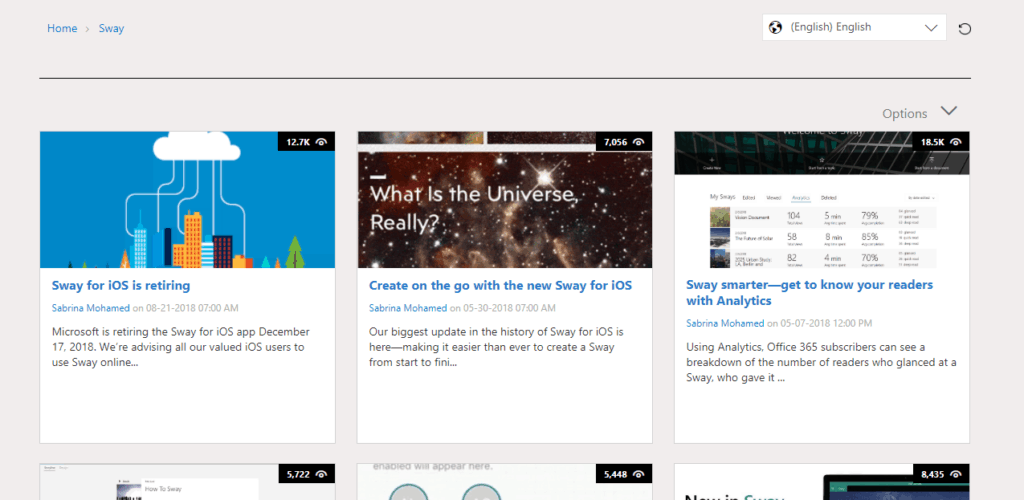 The official Microsoft Sway blog - dead like a Delve blog, am I right?